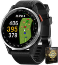 Garmin 010-03009-00 Approach S44 GPS Golf Smartwatch, Silver Aluminum Bezel with Black Silicone Band Bundle with Deco Essentials Exclusive 26 Month CPS Enhanced Protection Pack