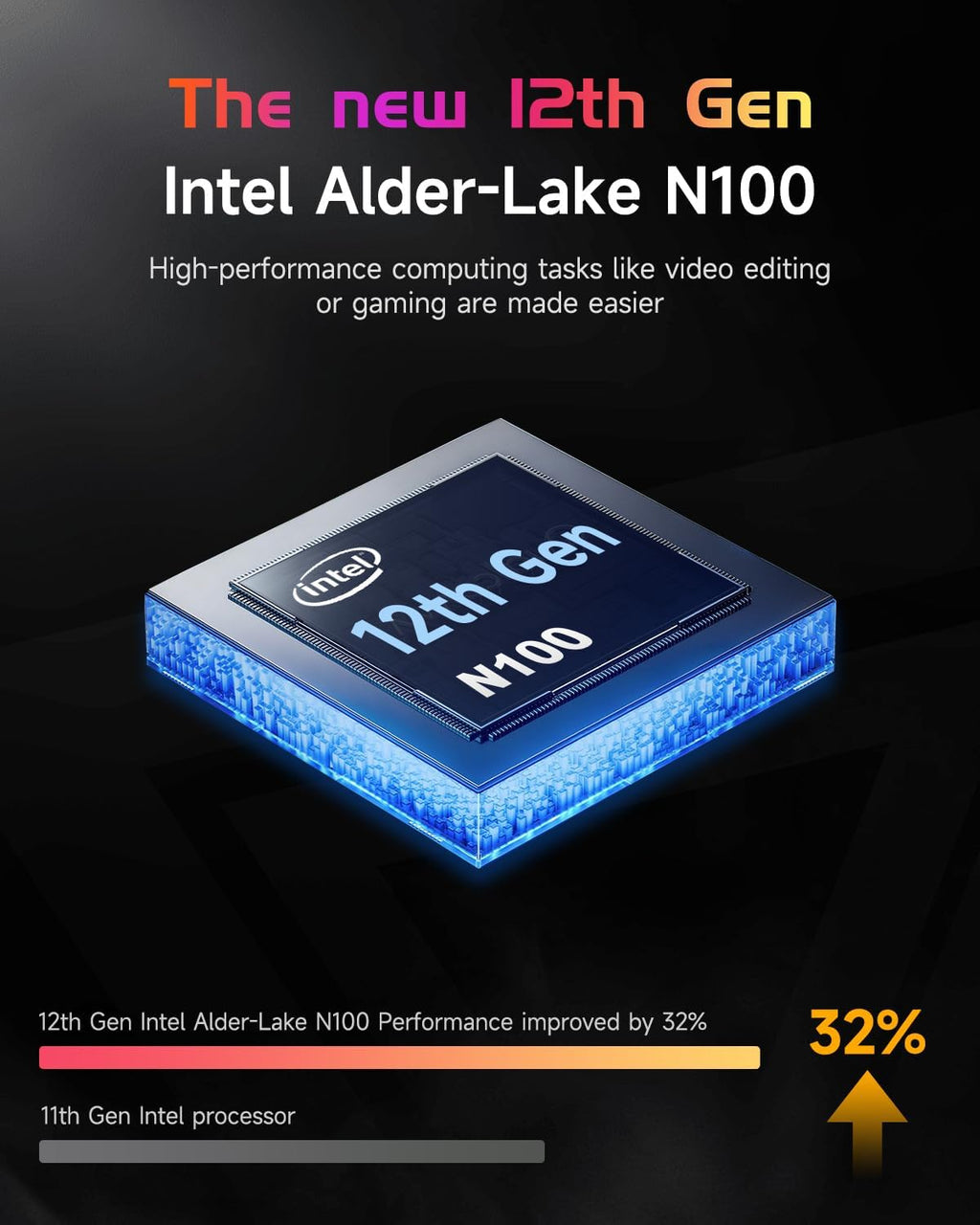 NIMO 15.6' IPS FHD Laptop, Intel Pentium Quad Core N100 4GB RAM 128GB SSD (Beat i3-1115G4, Up to 3.4GHz) Computer with Backlit Keyboard Fingerprint WiFi 6 BT5.2, for Student and Home