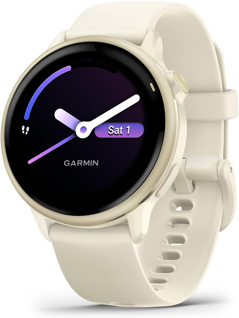 Garmin Vivoactive 6 Fitness GPS Smartwatch AMOLED Display Lunar Gold with Bone Silicone Band, 11-Day Battery, 80+ Sports Modes, Activity Tracking Smart Features, Music, Contactless Payments Bundle