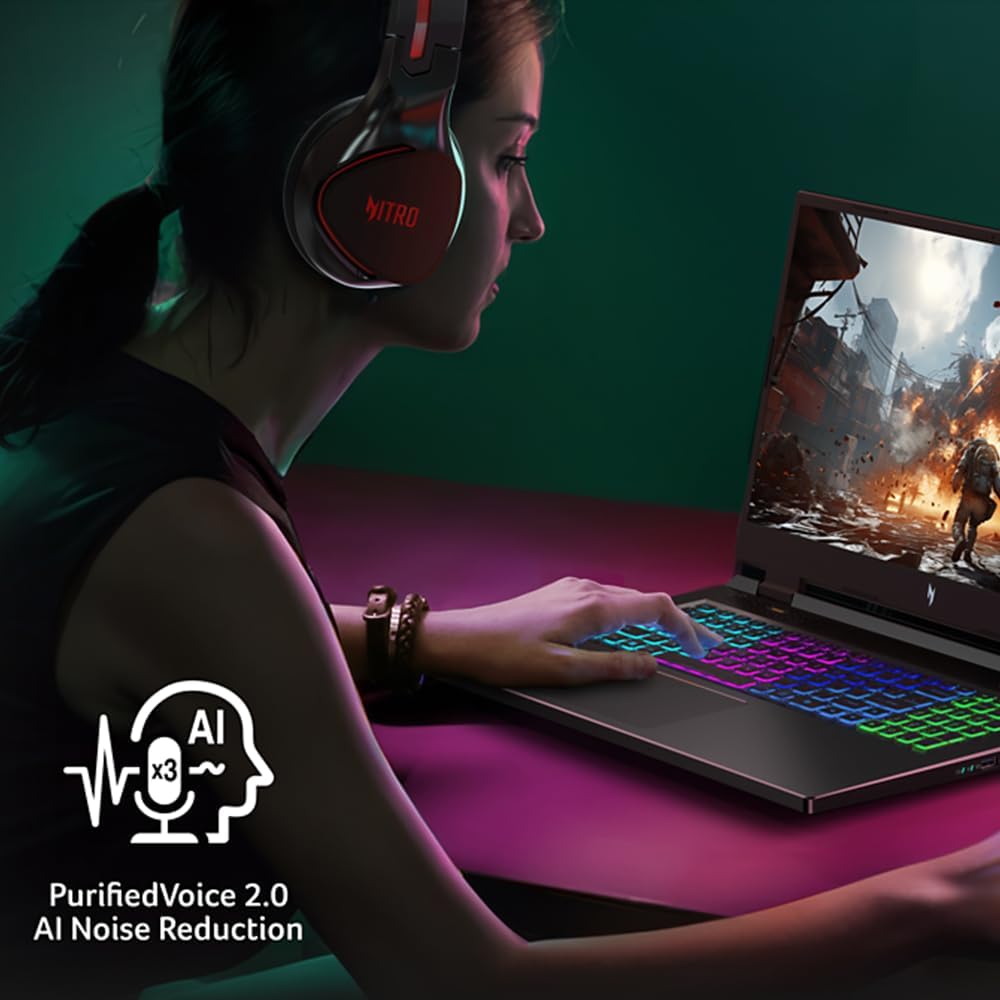 acer Nitro 17 Gaming Laptop | Intel Core i5-14450HX | NVIDIA GeForce RTX 4050 Laptop GPU | 17.3' FHD IPS 165Hz G-SYNC Display | 16GB DDR5 | 512GB Gen 4 SSD | Killer Wi-Fi 6E | AN17-72-56FS
