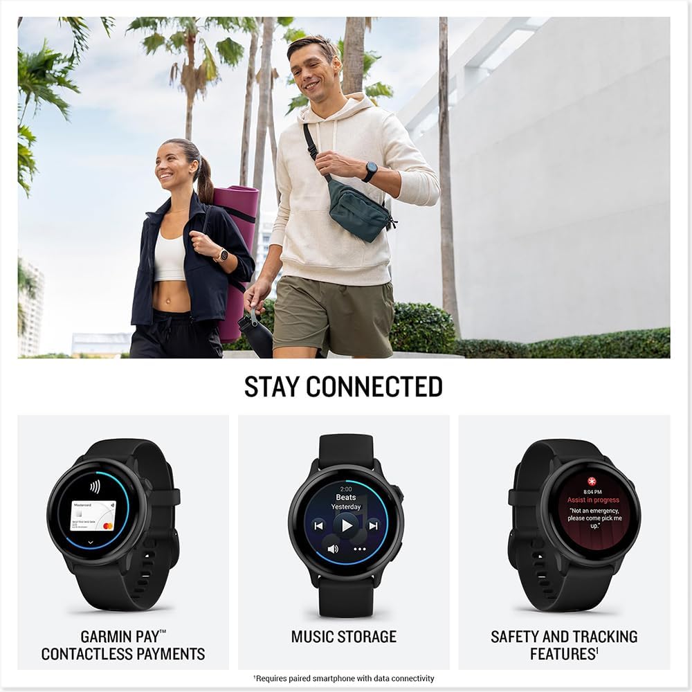 Garmin 010-02985-00 VIVOACTIVE 6 Health and Fitness GPS Smartwatch Black with Silicone Band Bundle with Deco Essentials Exclusive 26 Month CPS Enhanced Protection Pack