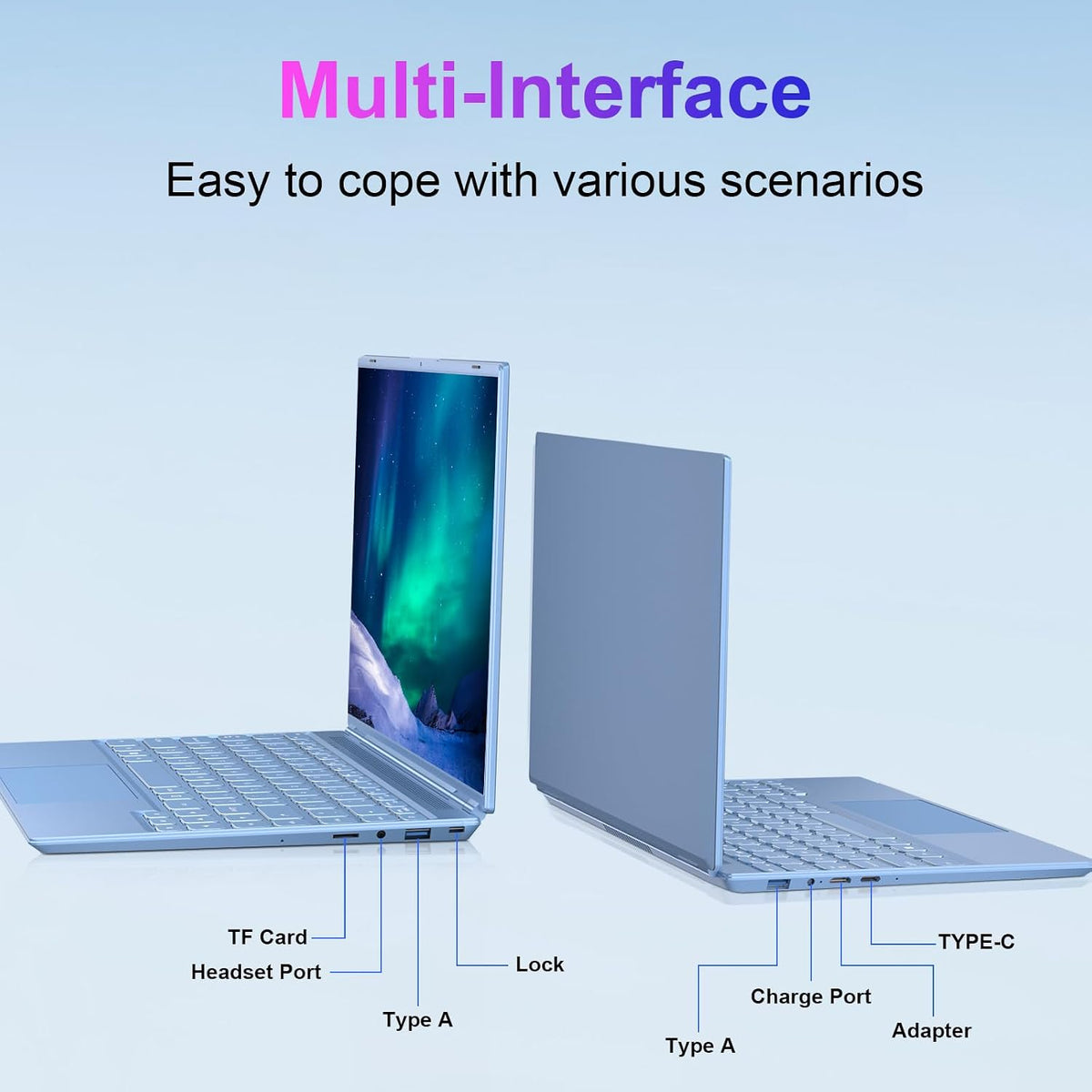 Laptop 14 Inch Celeron N5095 Up to 2.9Ghz, Win 11 Laptop with 8+256GB SSD Extension 1TB, Notebook Support 5G WiFi丨Bluetooth 4.2丨Cooling Fan丨1920*1200丨Mouse and Keyboard Protector-Blue