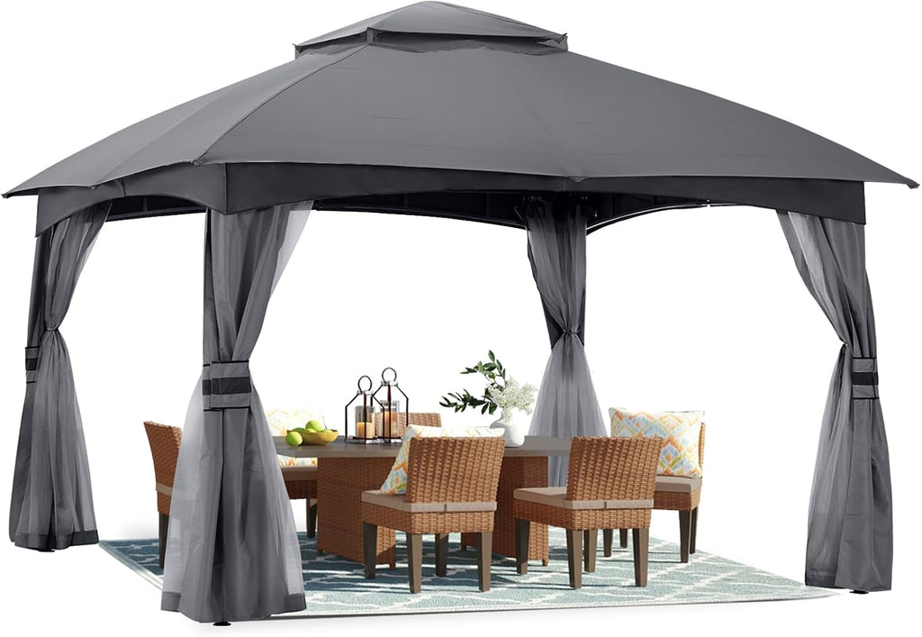 ABCCANOPY 8x8 Outdoor Gazebo - Patio Gazebo with Mosquito Netting, Outdoor Canopies for Shade and Rain for Lawn, Garden, Backyard & Deck (Dark Gray)