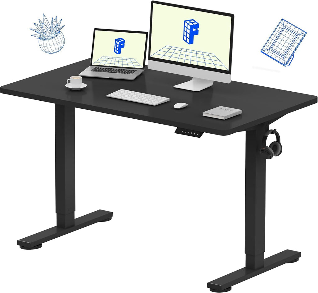 FLEXISPOT EN1 One-Piece Standing Desk, Electric Adjustable with 4 Memory Presets, 176 LBS Capacity, Stable & Quiet, Seamless Desktop for Home Office & Dual Monitors, 48'x24' Black