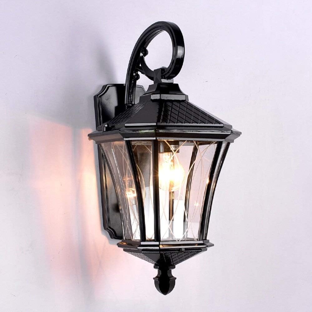 Wall Mounted Light E27 Traditional Outdoor Waterproof Wall Light, Wall Mounted Lighting Fixtures Decoration, Pavilion Garden Balcony Lighting Sconces Lamp Reading Light (Color : Black)