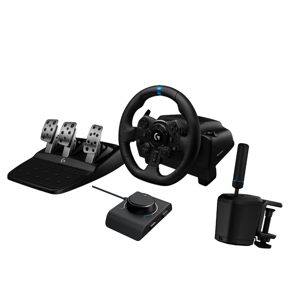 Logitech G923 Racing Wheel and Pedals + RS Shifter & Handbrake + Racing Adapter Bundle - PS5/PS4/PC