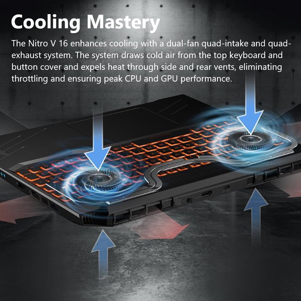 Acer Nitro V Gaming Laptop | Intel Core i7-14650HX | NVIDIA GeForce RTX 4060 Laptop GPU (233 AI Tops) | 16' WQXGA 180Hz Display | 16GB DDR5 | 512GB Gen 4 SSD | Wi-Fi 6 | Backlit KB | ANV16-71-75MW