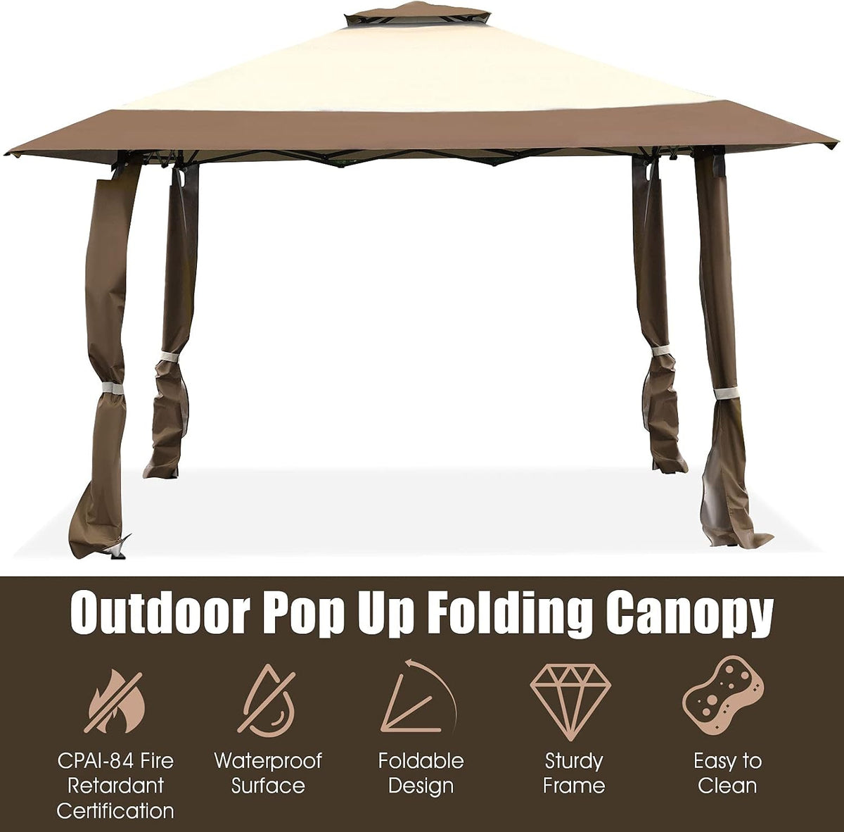 Tangkula 13x13 Ft Pop Up Gazebo, 2 Tier Patio Gazebo, 1 Person Setup Instant Outdoor Shelter with Carrying Bag, UPF 50+ Protection, Ideal for Garden, Lawn, Backyard