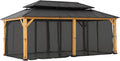 Sunjoy Replacement Mosquito Netting Panels,Waterproof 6- Panels Screen Walls for 12 x 20 ft Outdoor Gazebo, Patio & Backyard Protection, Black