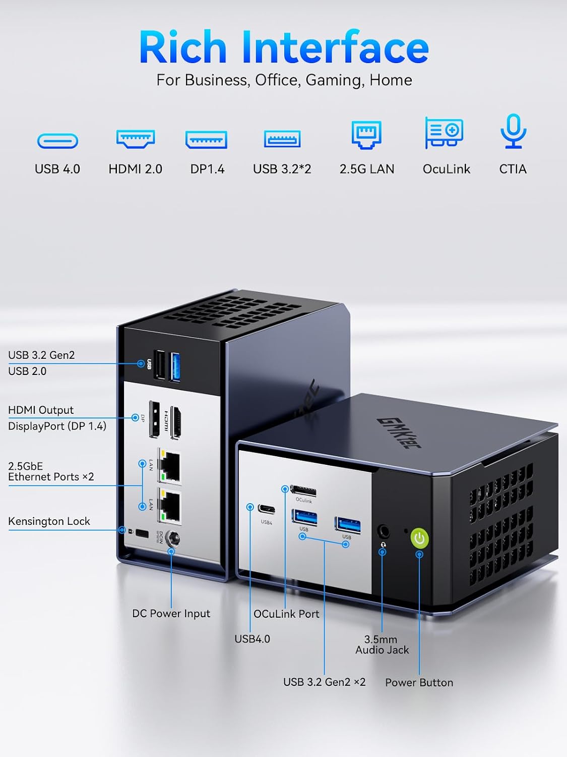 GMKtec K16 Mini PC Gaming Desktop Computer AMD Ryzen 7 7735HS (8C/16T 4.75Ghz) 32GB LPDDR5 6400MT/s RAM + 512GB Hard Drive SSD, Dual NIC LAN 2.5GbE, Oculink, USB4, HDMI, USB-C