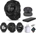 Garmin Instinct 3 Tactical Edition, Solar Charged 45mm Display, Outdoor Rugged GPS Smartwatch Bundle with USB Wall Charger + Microfiber Cleaning Cloth + More