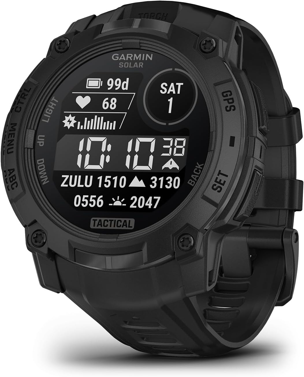 Garmin Instinct 3 Tactical Edition, Solar Charged 45mm Display, Outdoor Rugged GPS Smartwatch Bundle with USB Wall Charger + Microfiber Cleaning Cloth + More