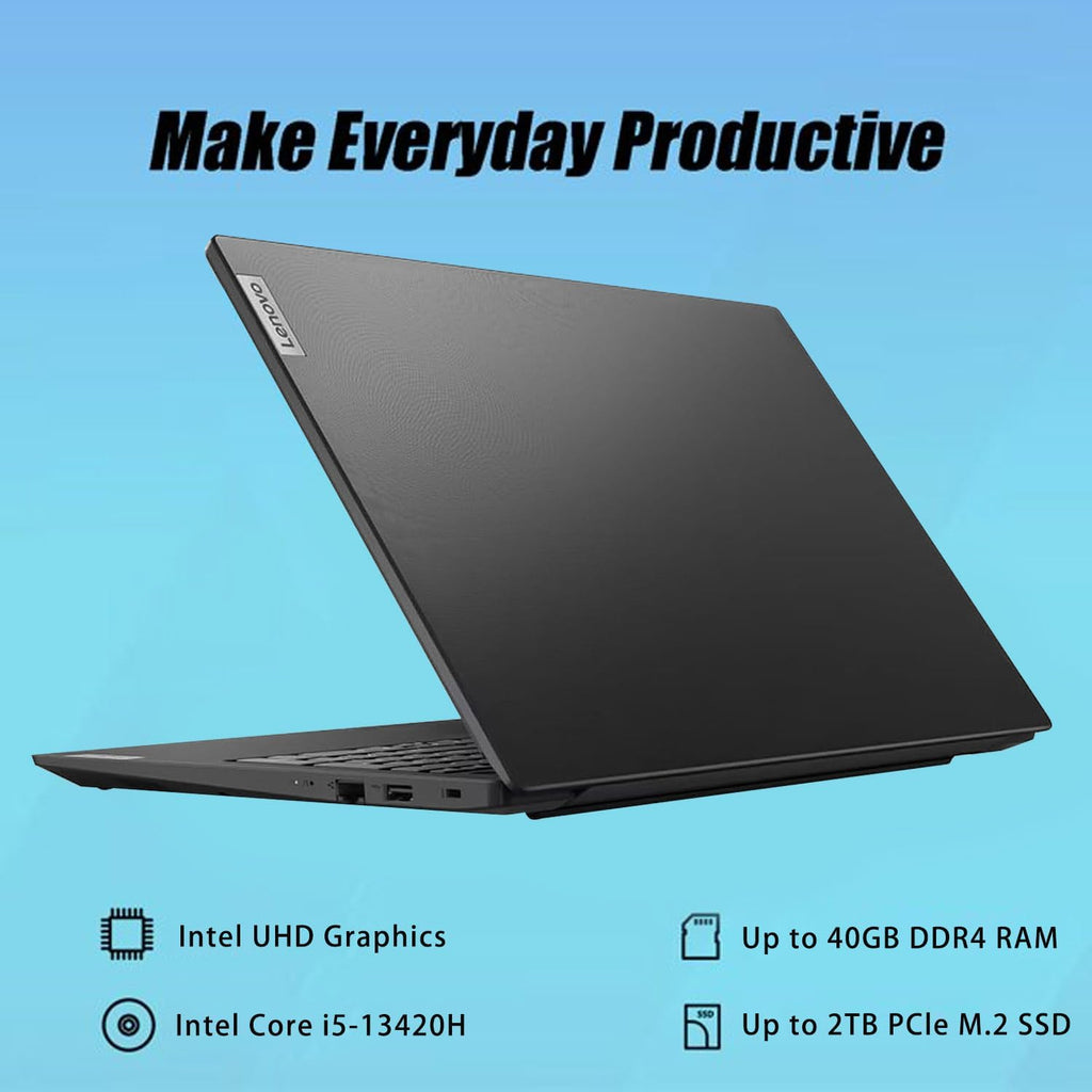 Lenovo V15 Gen 4 Laptop, 15.6' FHD Display, Intel Core i5-13420H (Beat i7-1355U), 24GB RAM, 1TB SSD, HDMI, RJ45, Numeric Keypad, Webcam, Wi-Fi, Windows 11 Home, Black