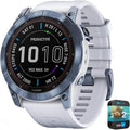 Garmin 010-02541-14 Fenix 7X Sapphire Solar Smartwatch Mineral Blue Titanium with Whitestone Band Bundle with 2 YR CPS Enhanced Protection Pack