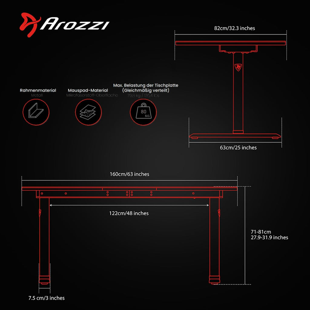 Arozzi Arena Ultrawide Curved Gaming and Office Desk with Full Surface Water Resistant DeskMat Custom Monitor Mount Cable Management Cut Outs Under The Desk Cable Management Netting - Dark Grey