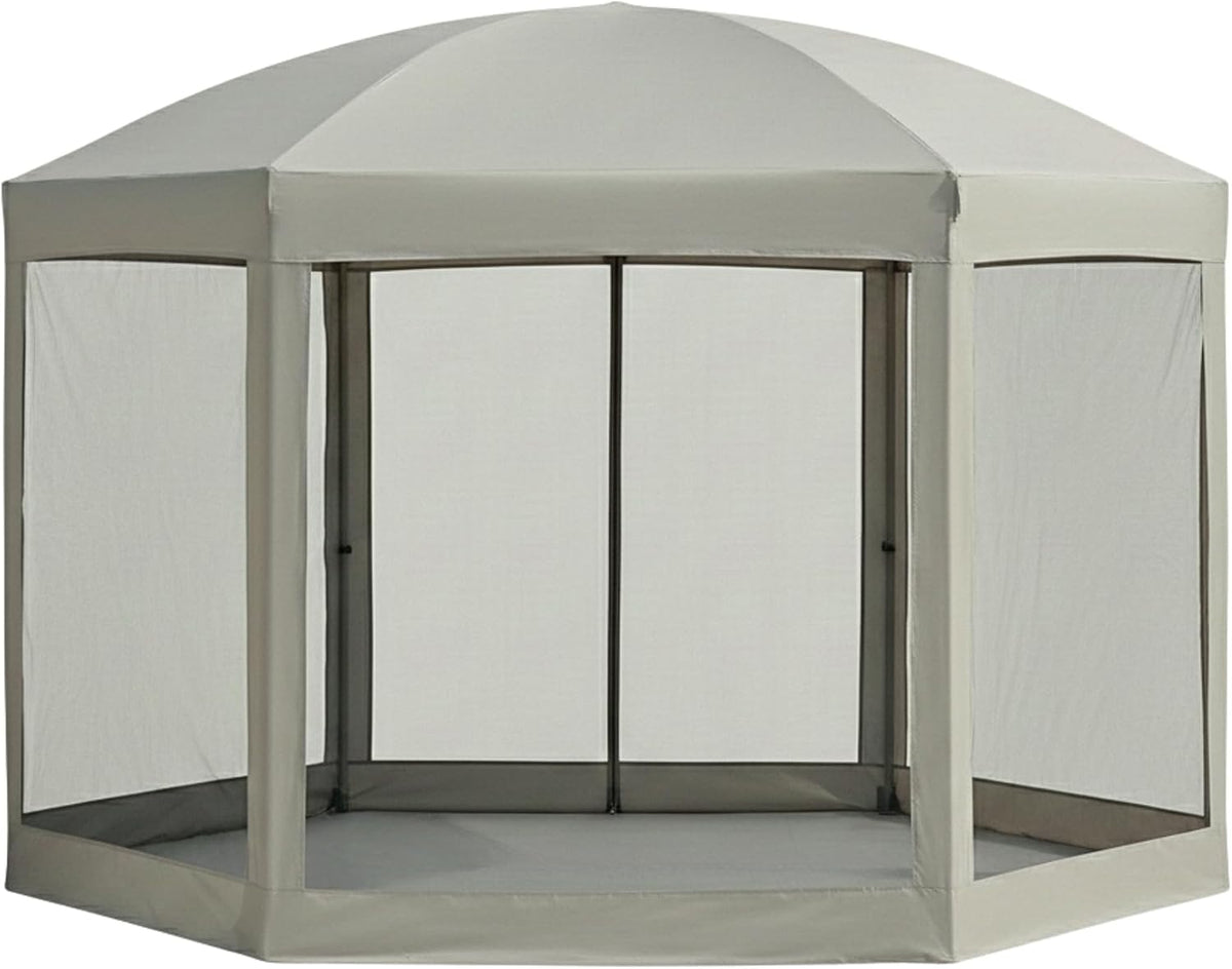 Garden Winds Reinforced RipLock 350 Replacement Canopy Top and Netting Set Compatible with Coleman Hex 10' x 12' Gazebo Model 2000013063 – Slate Gray