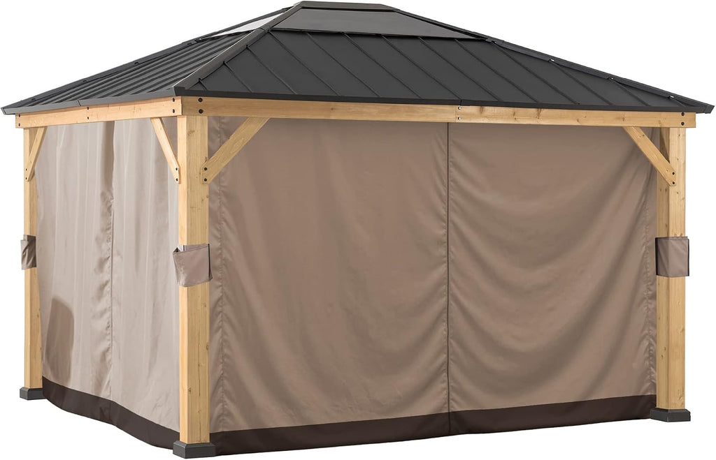 SUNJOY Replacement Curtains and Mosquito Netting for Sunjoy 13 ft. × 15 ft. Wood-Framed Gazebos