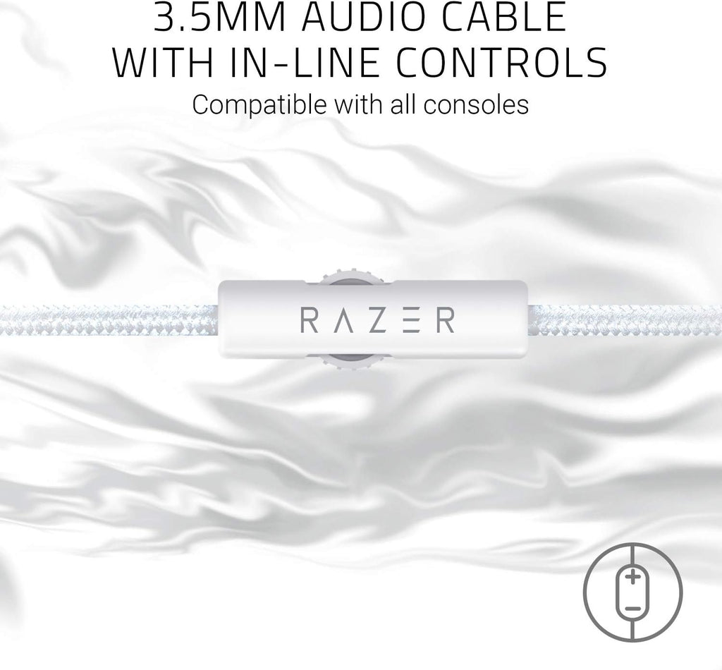 Razer Kraken Gaming Headset: Lightweight Aluminum Frame, Retractable Noise Isolating Microphone, for PC, PS4, PS5, Switch, Xbox One, Xbox Series X & S, Mobile, 3.5 mm Audio Jack - Mercury White