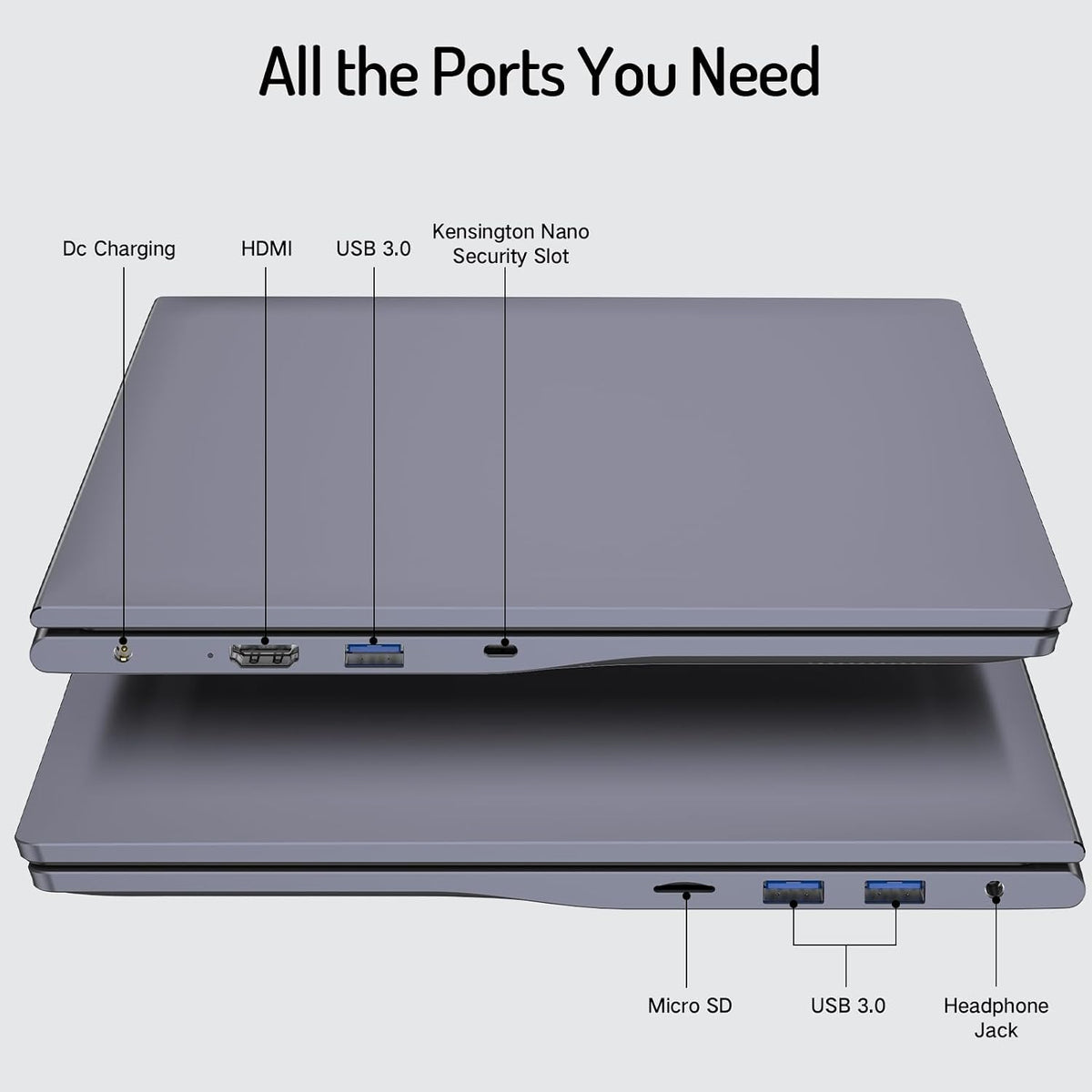 DERE 14 inch Laptop,Gaming PC Coumpter,8GB RAM 256GB SSD| 1920x1200 FHD+ IPS Display| N5805|Win11,HDMI & Wi-Fi|for Study, Office,Business,|Silver Gray