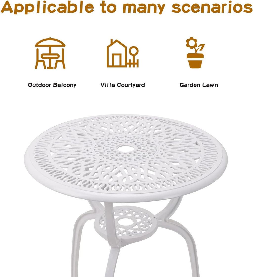 YKSY&YKSY 3-Piece Patio Bistro Furniture Set Cast-Aluminum Bistro Table Set for Lawn,Garden,Backyard