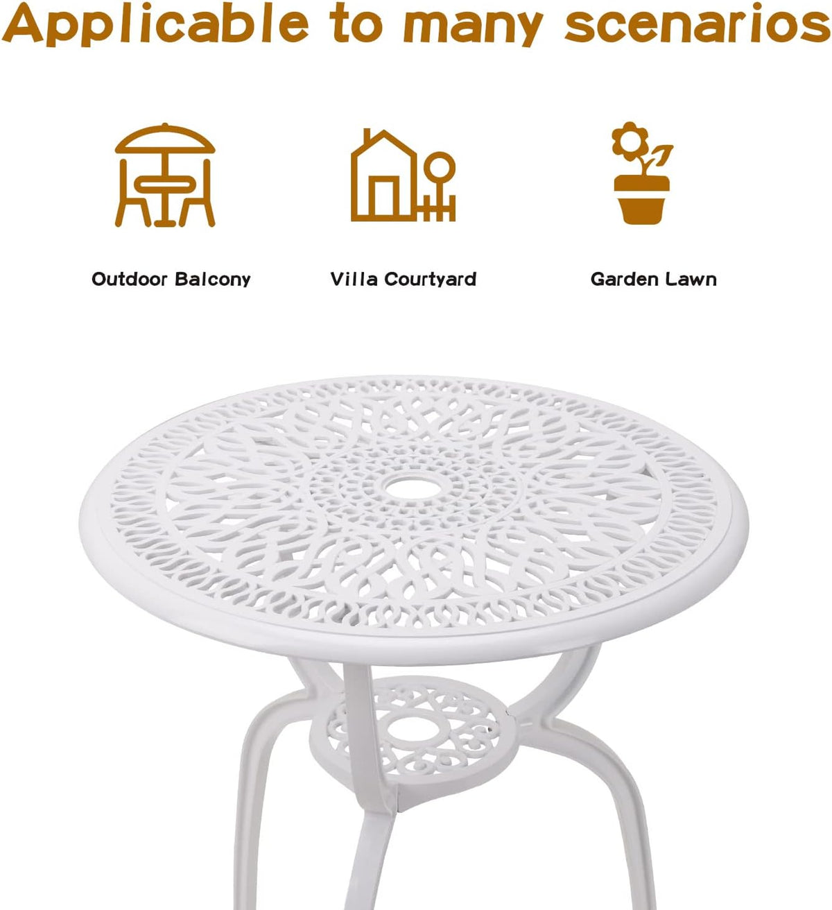 YKSY&YKSY 3-Piece Patio Bistro Furniture Set Cast-Aluminum Bistro Table Set for Lawn,Garden,Backyard