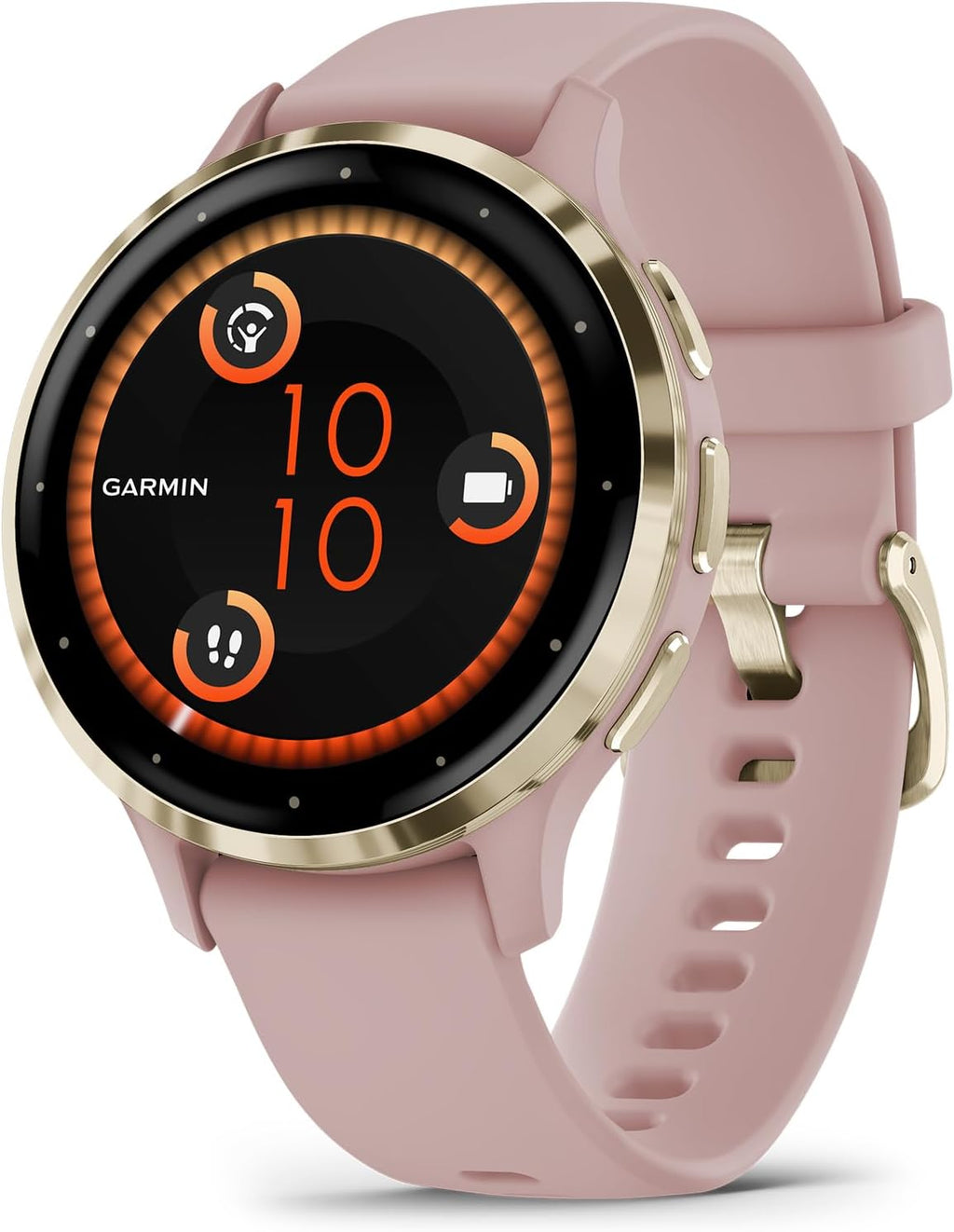 Garmin Venu 3S Running GPS Smartwatch with AMOLED Display, Advanced Health, Fitness Features, Up to 14 Day Battery Life with Signature Power Bundle | Soft Gold with Dust Rose Silicone Band