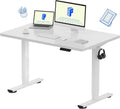 FLEXISPOT EN1 One-Piece Standing Desk with 1-Inch Thick Seamless Desktop, 48'x30' Electric Height Adjustable Desk for Home Office, Multi-Monitor Setups & Easy Assembly, White