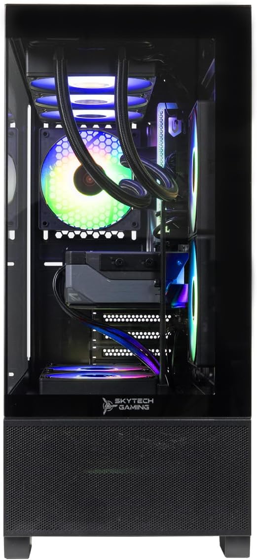 Skytech Gaming Azure 3 Plus Desktop PC, Ryzen 9 9900X 4.4 GHz (5.6GHz), NVIDIA RTX 5070 Ti 16GB, 2TB Gen4 NVMe SSD, 32GB DDR5 RAM 5200 RGB, 850W Gold ATX 3 PSU, 360mm ARGB AIO, Wi-Fi, Win 11