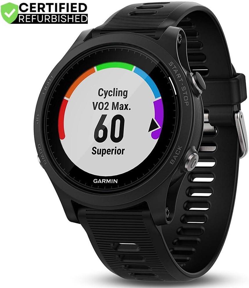Garmin (Refurbished 010-N1746-00 Forerunner 935 GPS Watch, Multisport, Altimeter, Battery, Black Bundle with 2 YR CPS Enhanced Protection Pack (Renewed)