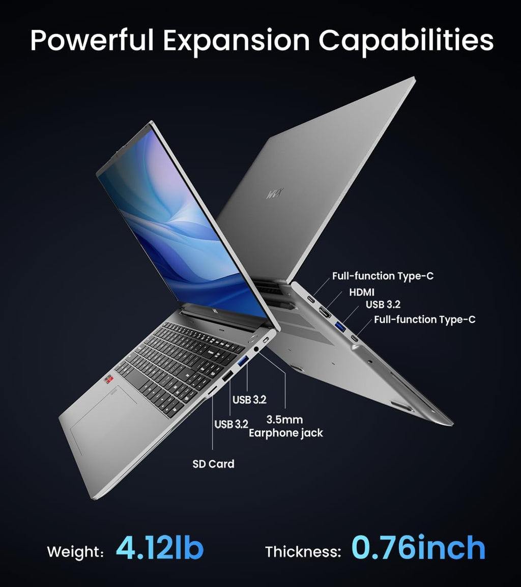 Gaming Laptop AMD Ryzen 9 6900HX (4.9Ghz 8C 16T) Graphics AMD Radeon 680M (＞1050Ti) 16 Inch FHD Computer 16GB RAM 512GB SSD WiFi 6 Bluetooth 5.2 DDR5 58Wh Battery