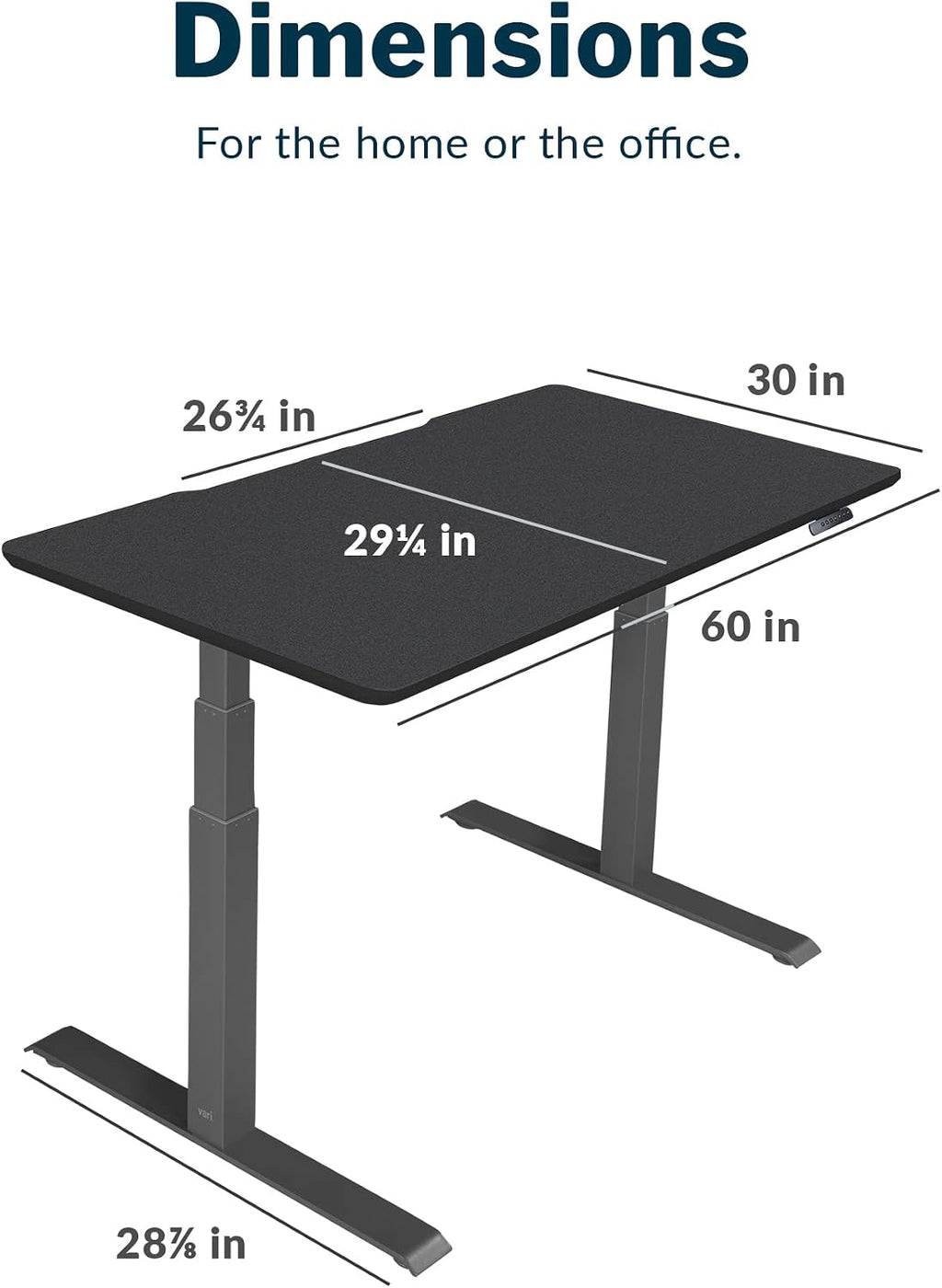 Vari Classic Electric Standing Desk - VariDesk Height Adjustable Sit/Stand Desk - Dual Motor with Memory Presets, Stable T-Style Legs - Gaming or Home Office Workstation - 60'x30', Black