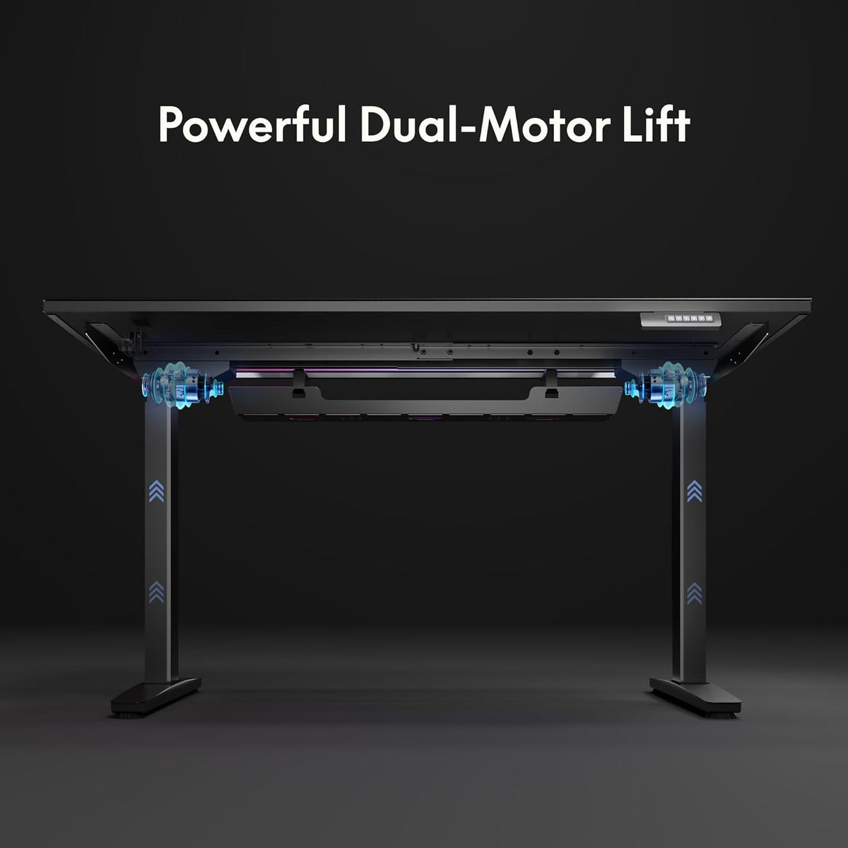 FLEXISPOT Electric RGB Gaming Standing Desk, 55' Dual Motor Height Adjustable Desk with Integrated Cable Management, Ergonomic Sit-Stand Computer Workstation for PC Gamers