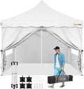 COBIZI 10x10 Pop up Canopy with 4 Sidewalls,White