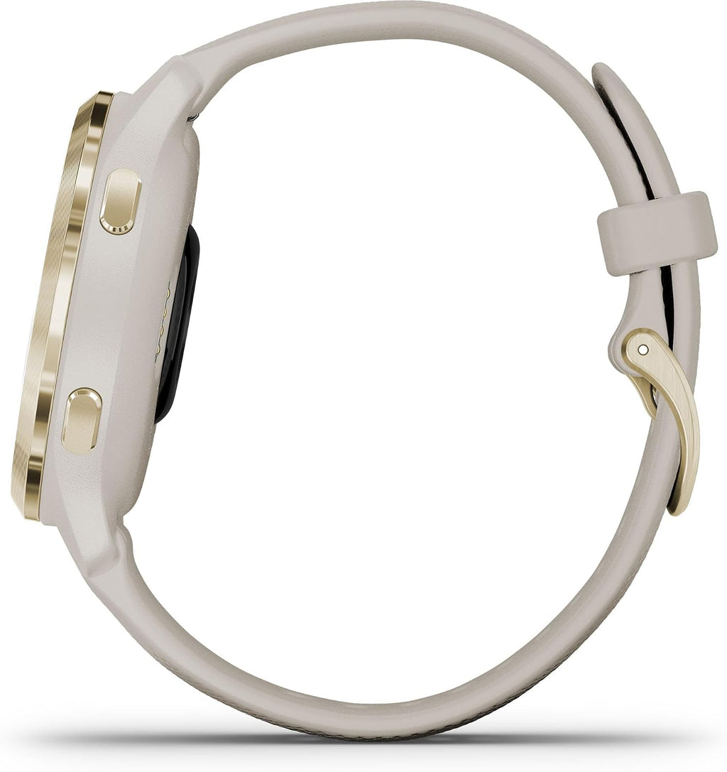 Garmin Venu 2S, Smaller-Sized GPS Smartwatch with Advanced Health Monitoring and Fitness Features, Light Gold Bezel with Tan Case and Silicone Band, (010-02429-01)