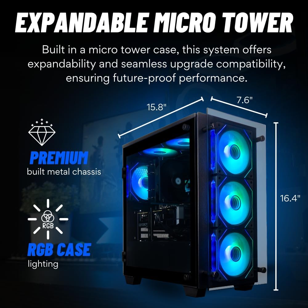 Stratos Micro Desktop PC - AMD Ryzen 7 8700F, 32GB RAM, 1TB NVME SSD, RTX 5070 12GB, WiFi, Windows 11 Pro - Gaming, Executive Office, Student & Home Media Hub - Assembled in USA - 3yr Warranty