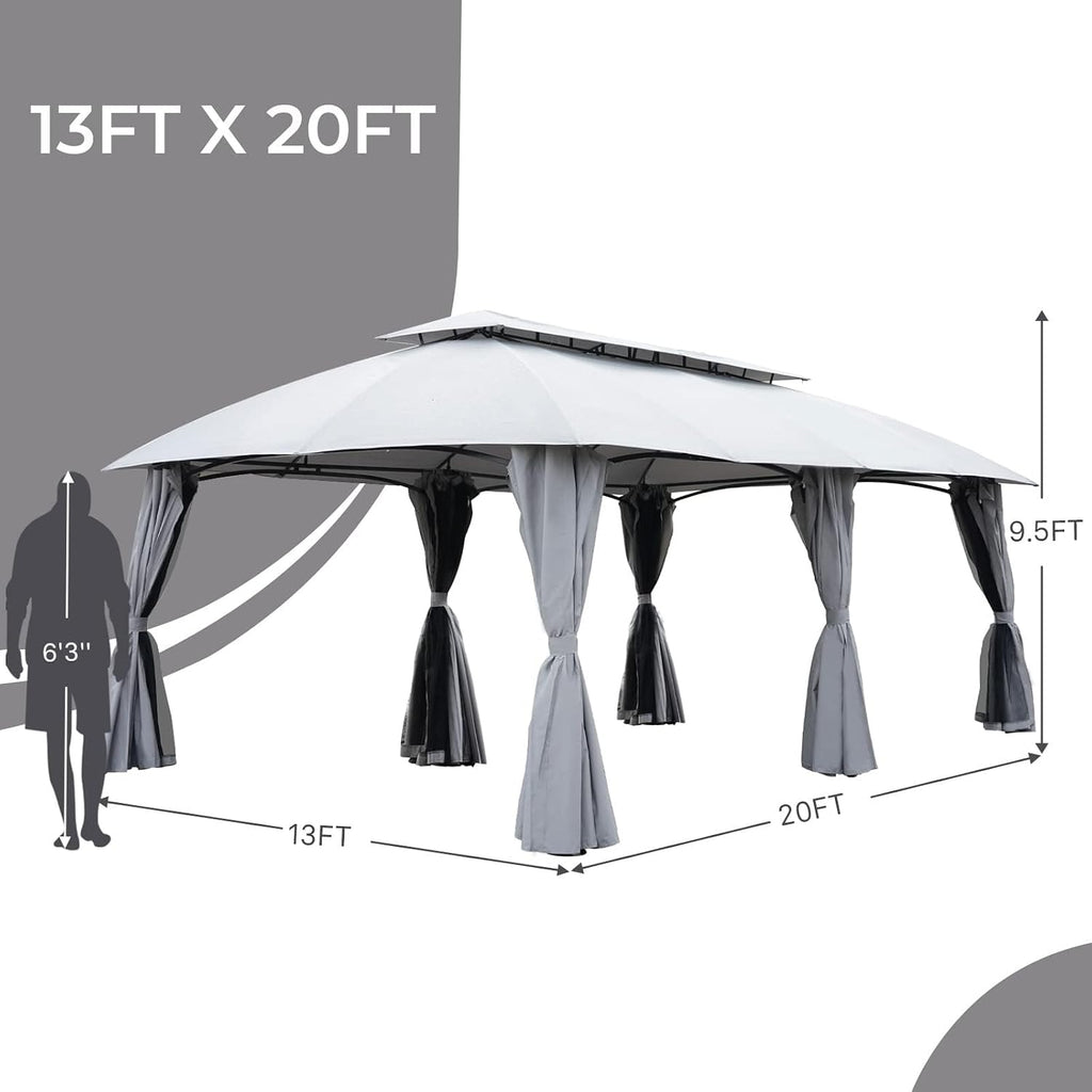 Grand Patio 13x20 Replacement Canopy Top Double Soft Gazebo Canopy (ONLY Top Canopy Without Frame)
