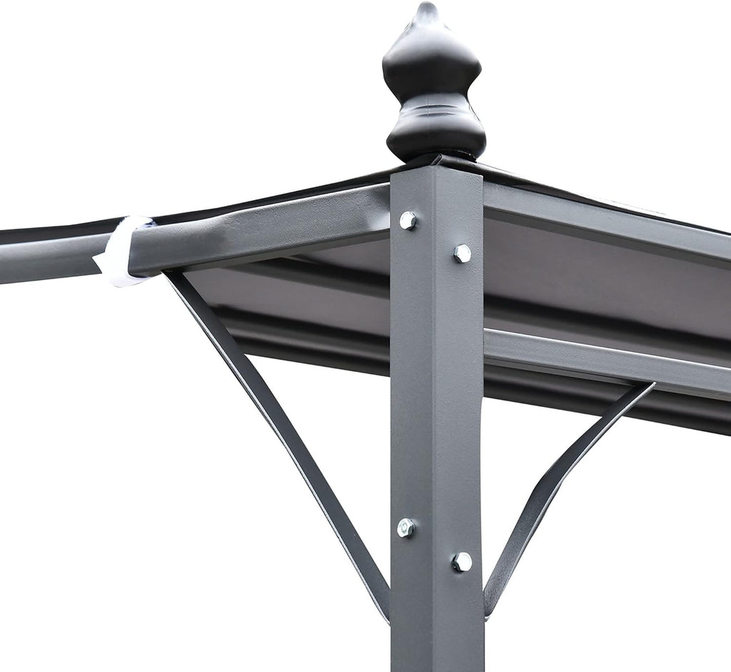 Outsunny 10' x 13' Steel Outdoor Pergola Gazebo, Patio Canopy with Weather-Resistant Fabric and Drainage Holes for Backyard, Deck, Garden, Gray