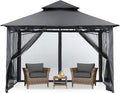 MASTERCANOPY Outdoor Garden Gazebo for Patios with Stable Steel Frame and Netting Walls (9x9,Dark Gray)