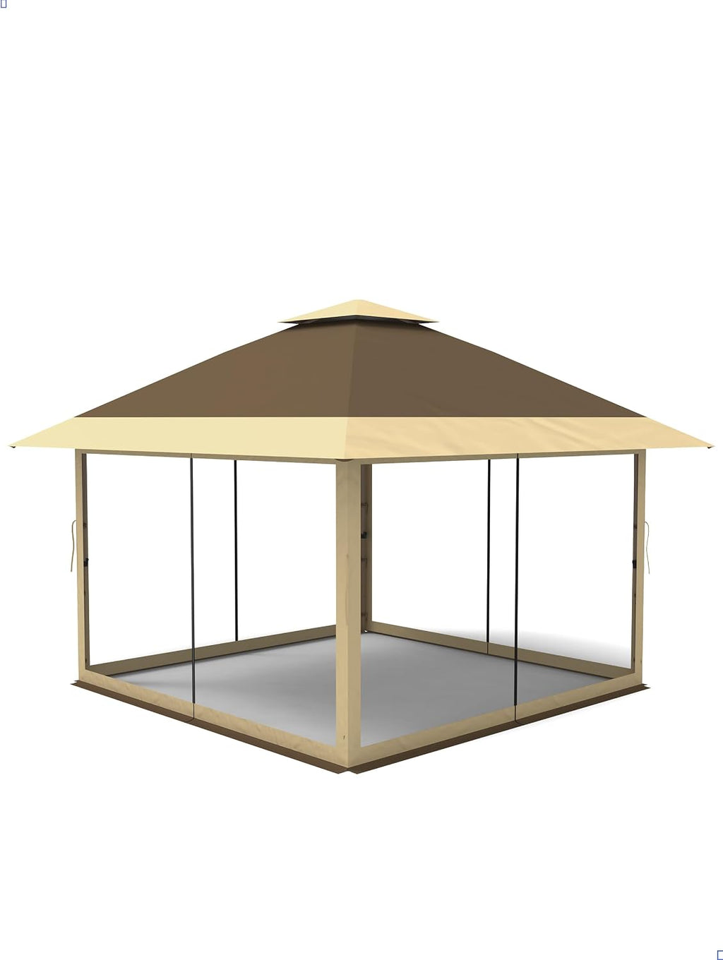 KYBOLT 12x12 Pop Up Gazebo Outdoor Canopy Shelter with Mosquito Netting 4 Stanbags Instant Gazebo Tent for Lawn, Garden, Backyard, Deck (Khaki + Dark Khaki)