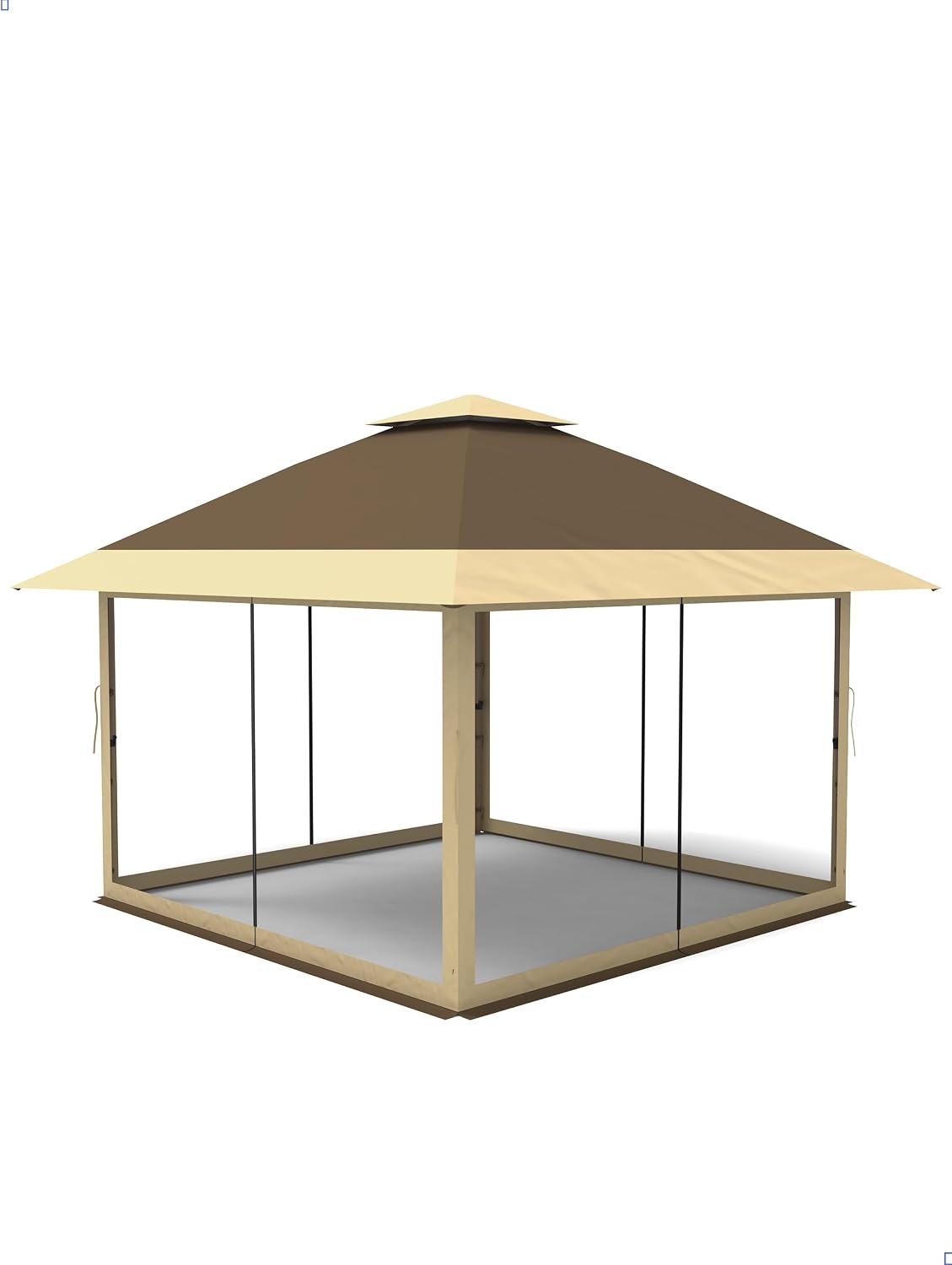 KYBOLT 12x12 Pop Up Gazebo Outdoor Canopy Shelter with Mosquito Netting 4 Stanbags Instant Gazebo Tent for Lawn, Garden, Backyard, Deck (Khaki + Dark Khaki)