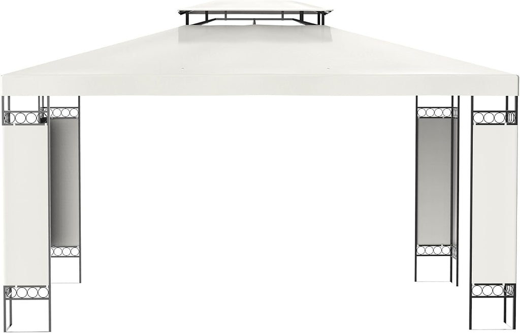 Outsunny 10' x 13' Patio Gazebo, Double Roof Outdoor Gazebo Canopy Shelter with Screen Decorate Corner Frame, for Garden, Lawn, Backyard and Deck, Cream White