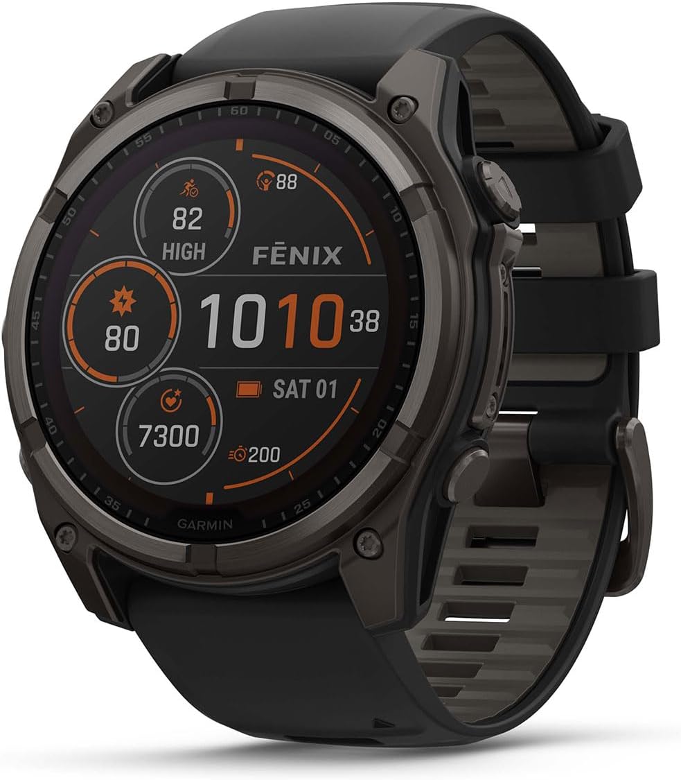 PlayBetter Garmin Fenix 8 Solar Sapphire (51mm, Carbon Gray DLC Titanium) Multisport GPS Smartwatch Bundle - 1.4' Touchscreen, Built-in LED Flashlight Portable & Screen Protectors