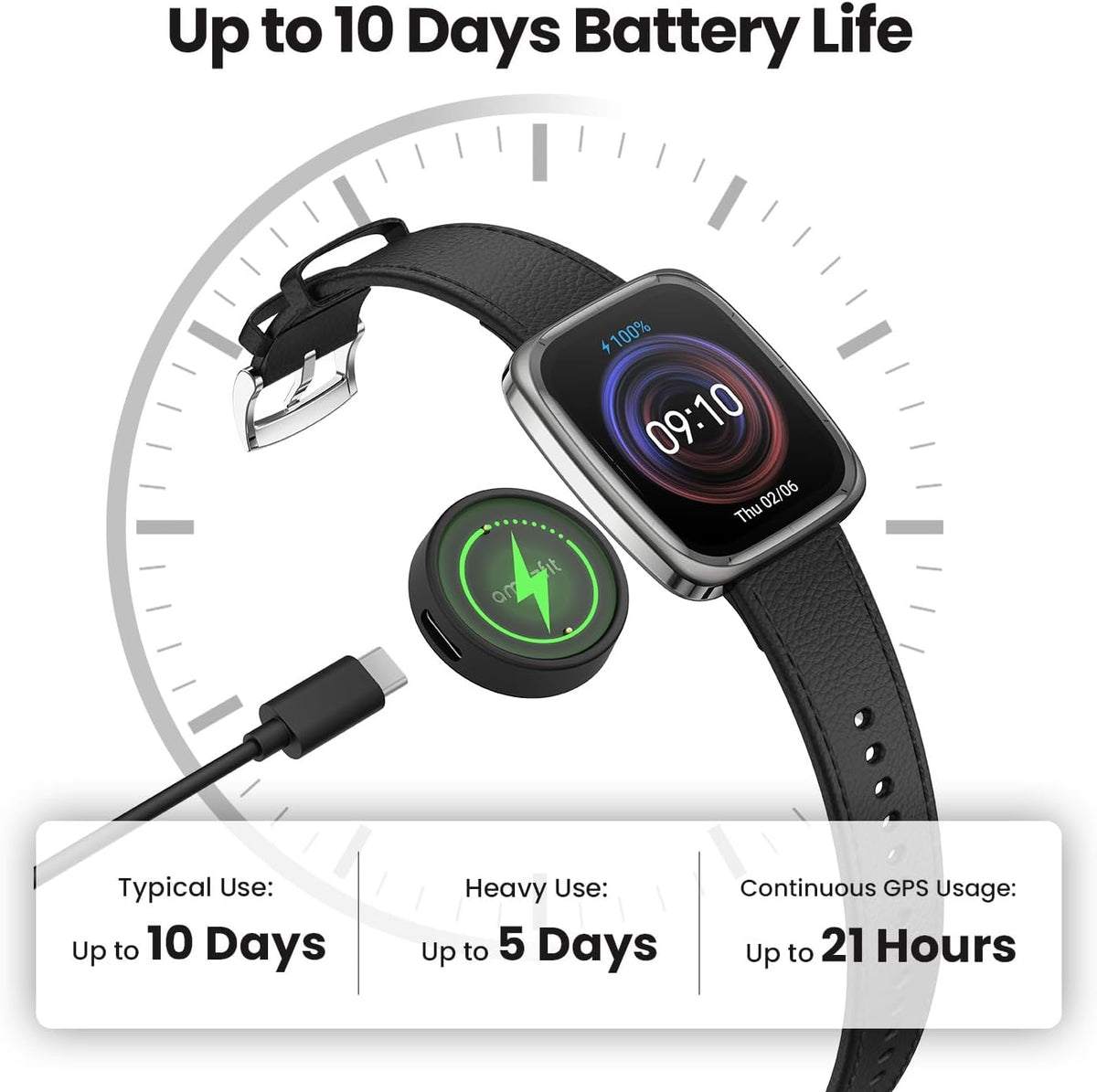 Amazfit Active 2 Premium Smart Watch Fitness Tracker (Square) for Android & iPhone, 10 Day Battery, Water Resistant, GPS Maps, Heart & Sleep Monitor, HYROX Mode, Sapphire Glass, Leather + Sport Strap
