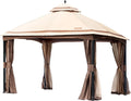VEVOR Patio Gazebo for 10-12 Person, 10 x 13 FT Backyard Gazebo, with Mosquito Netting, Metal Frame, and PU Coated 180G Polyester, Outdoor Canopy Shelter for Patio, Backyard, Lawn, Garden, Deck