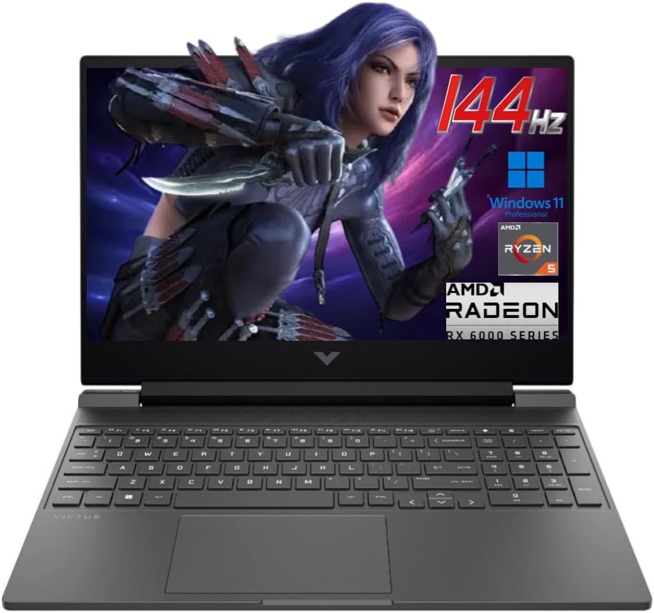 HP Victus 15.6' 144Hz FHD Gaming Laptop,AMD Ryzen 5 7535HS,32GB DDR5 RAM,1TB SSD,AMD Radeon RX 6550M(Beats RTX 2050),Backlit Keyboard,Windows11 Pro, Mica Silver (32GB RAM | 1TB SSD)