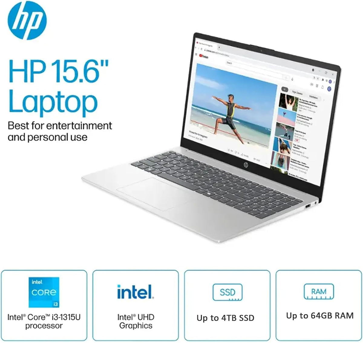 HP Business Laptop, 15.6' Touchscreen 250Nits Display, w/Accessories, Intel i3-1315U(Up to 4.5GHz), Intel UHD Graphics,Copilot AI, Wi-Fi 6, Win 11 Pro, 64 GB RAM, 1 TB SSD