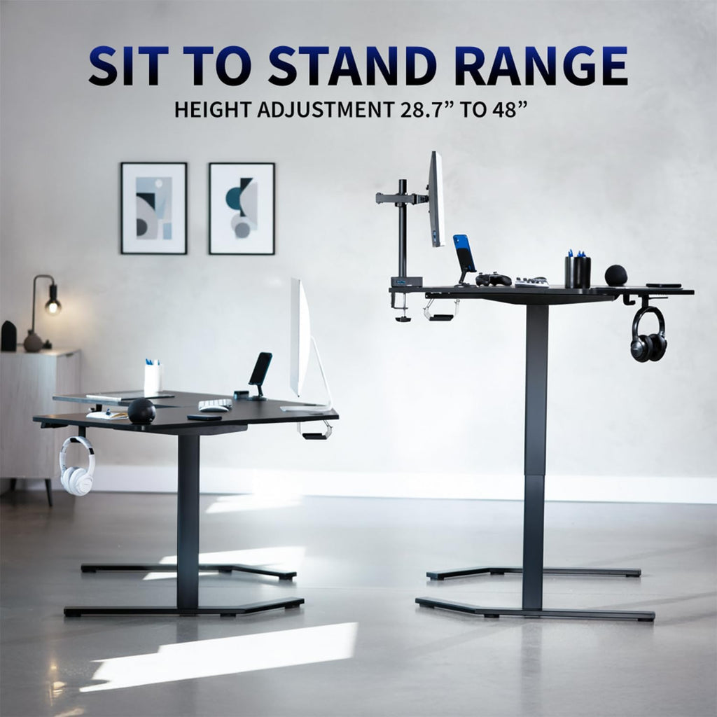 VIVO Electric Corner L-Shaped 55 x 55 in Standing Desk, Memory Height Adjustment, Black Top Black Frame, DESK-E1L110B