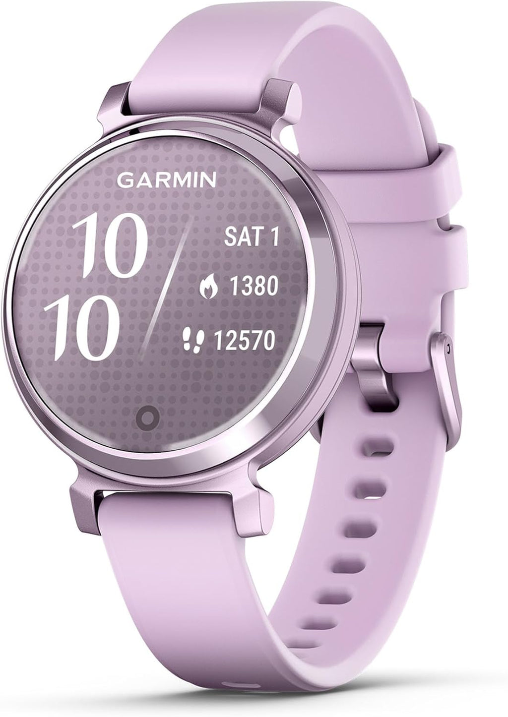 Garmin Lily 2, Small and Stylish Smartwatch, Hidden Display, Patterned Lens, Up to 5 Days Battery Life, Lilac (Renewed)