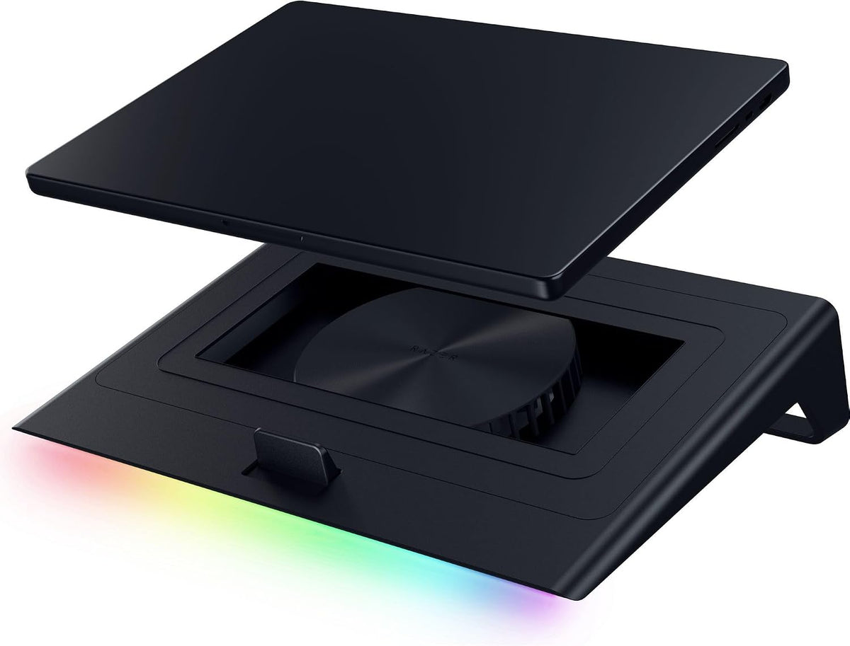 Razer Laptop Cooling Pad: Adaptive Smart - Intelligent Fan Control - Airtight Pressure Chamber - Fits Most Laptops & Macbooks 14' to 18' - Preset & Custom Fan Curves - 3 Port USB Type A - Chroma RGB