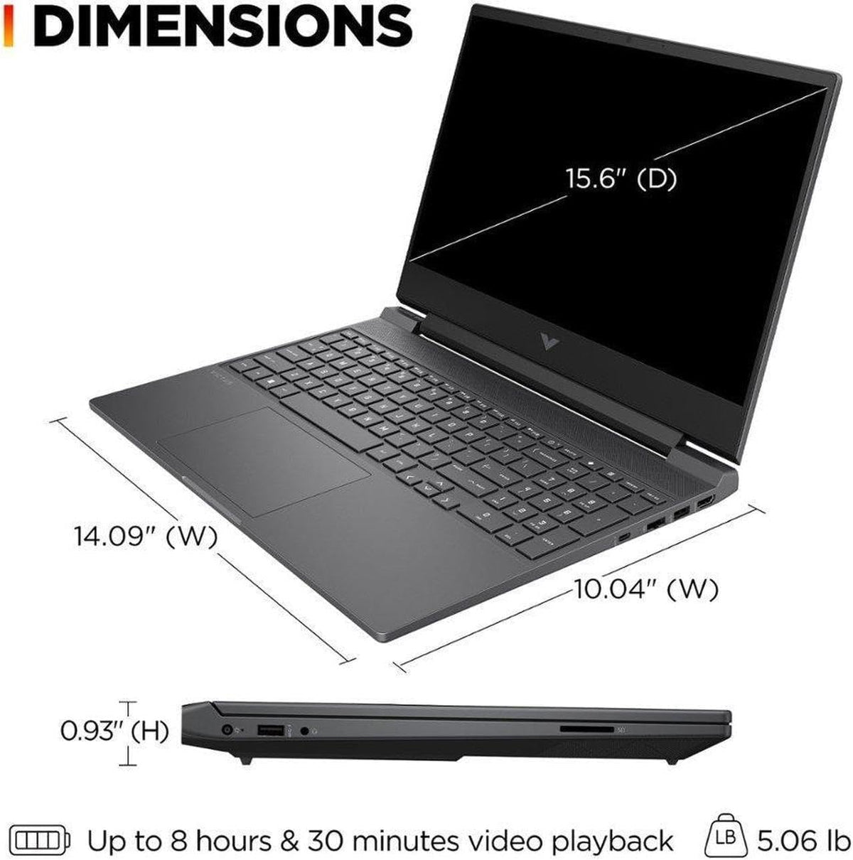 HP Victus 15.6' FHD 144HZ Gaming Laptop | AMD Ryzen 5-7535HS (Beat i7-11800H) | AMD Radeon RX 6550M|Backlit Keyboard| 8GB RAM DDR5 | 512GB SSD | Windows 11 Home | Bundle with USB 3.0 Hub